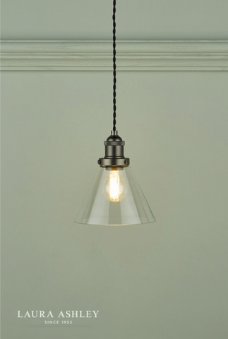 Laura Ashley Isaac Pendant Industrial Nickel Glass