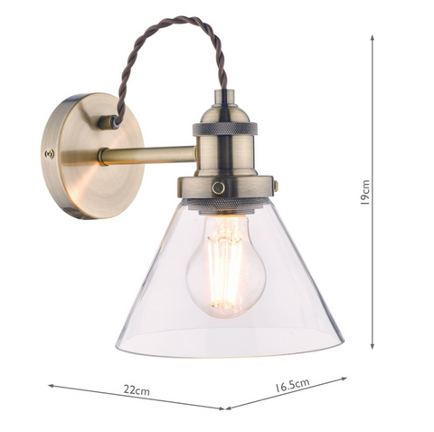 Laura Ashley Isaac Wall Light Antique Brass Glass