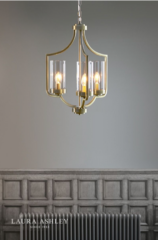 Laura Ashley Joseph 3lt Chandelier Antique Brass Glass