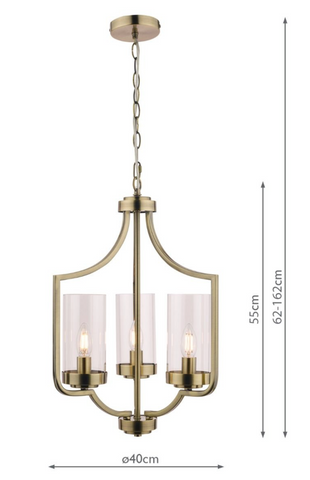 Laura Ashley Joseph 3lt Chandelier Antique Brass Glass