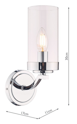 Laura Ashley Joseph Wall Light Polished Chrome Glass