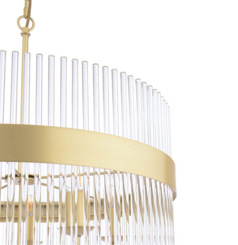 Alexa 5 Light Pendant Glass and Matt Antique Brass by Laura Ashley