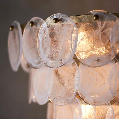 Tiered White Clear Glass Pendant Light – Antique Gold Chandelier
