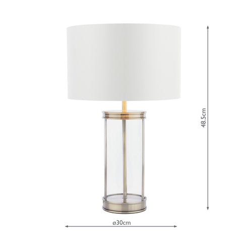 Laura Ashley Harrington Small Table Lamp Antique Brass and Glass With Shade