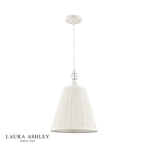 Laura Ashley Ellis Pendant Satin Cream and Crystal With Shade