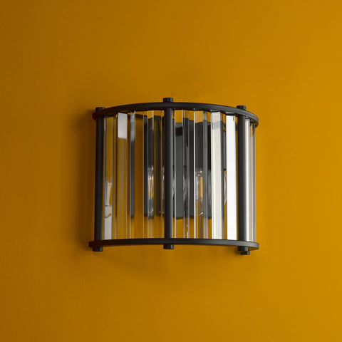 Kiran 2 Light Wall Light Satin Black and Crystal