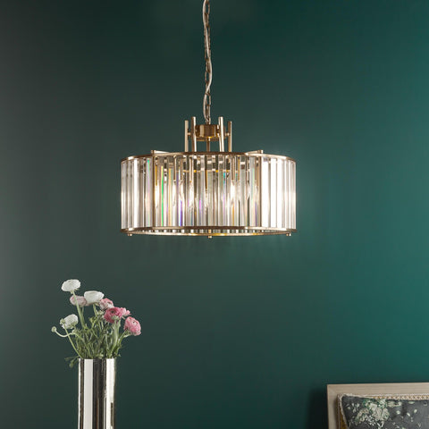 Kiran 5 Light Pendant Natural Brass and Crystal