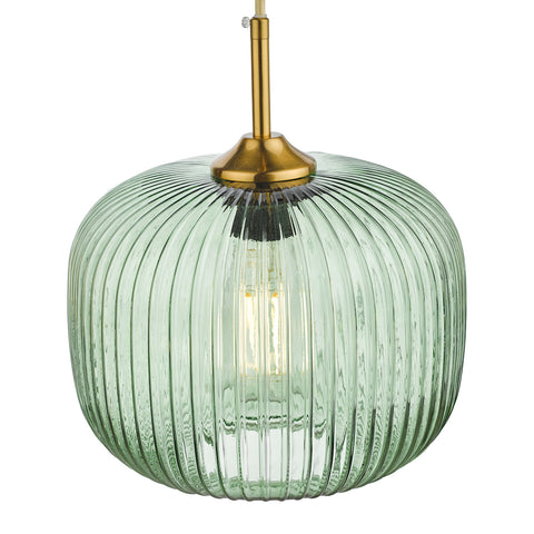 Demarius 1 Light Pendant Green Glass Bronze Detail