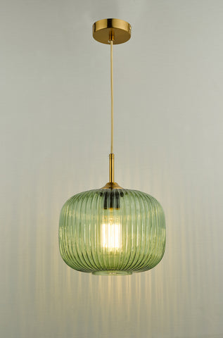 Demarius 1 Light Pendant Green Glass Bronze Detail