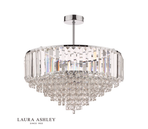 Laura Ashley Vienna 5lt Semi Flush Crystal & Polished Chrome