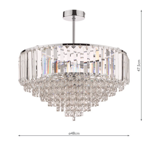 Laura Ashley Vienna 5lt Semi Flush Crystal & Polished Chrome