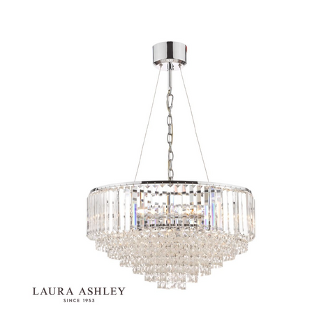 Laura Ashley Vienna 9lt Chandelier Crystal & Polished Chrome