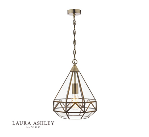 Laura Ashley Zaria Pendant Antique Brass Glass