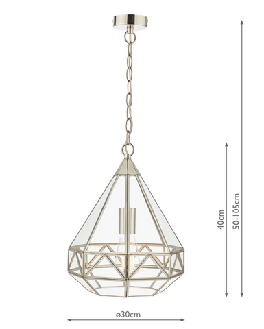 Laura Ashley Zaria Polished Nickel 1 Light Lantern Pendant Ceiling Light