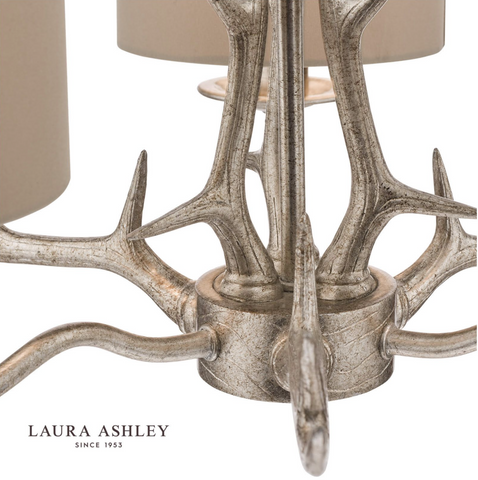 Laura Ashley Mulroy 3lt Antler Chandelier Champagne With Shades