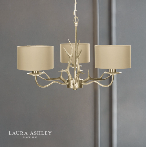 Laura Ashley Mulroy 3lt Antler Chandelier Champagne With Shades