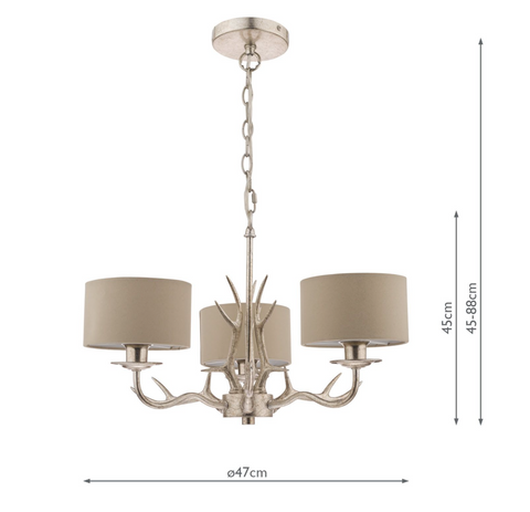 Laura Ashley Mulroy 3lt Antler Chandelier Champagne With Shades