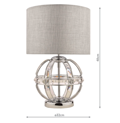 Laura Ashley Aidan Glass & Polished Chrome Globe Table Lamp with Shade