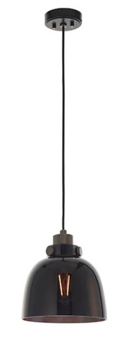 Black chrome with black tinted glass single pendant