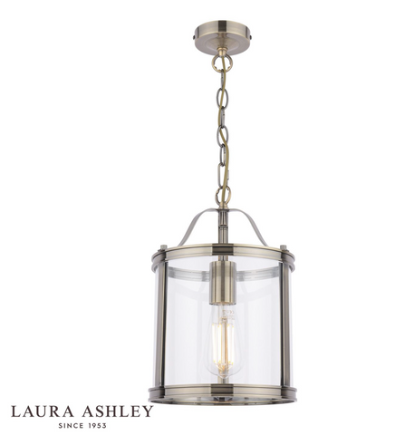 Laura Ashley Harrington Pendant Antique Brass & Glass