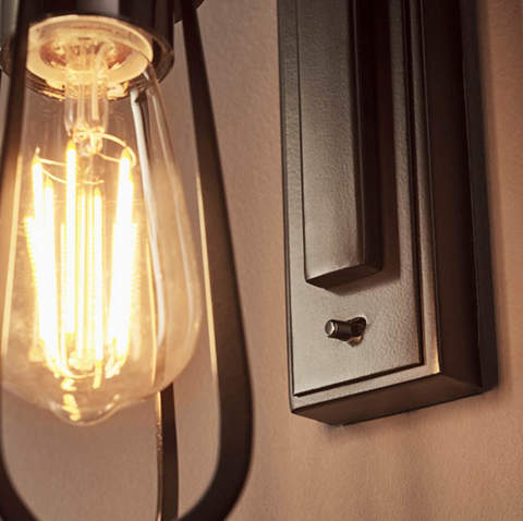 Black chrome knurled wall light