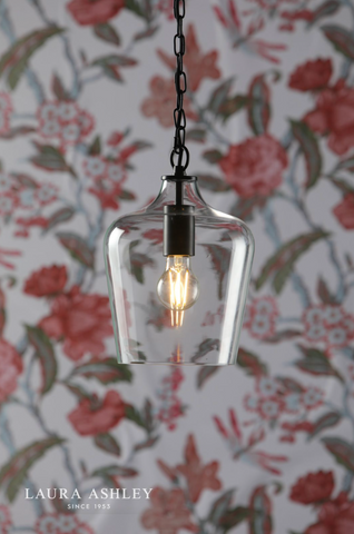 Laura Ashley Ockley Bottle Pendant Glass & Matt Black